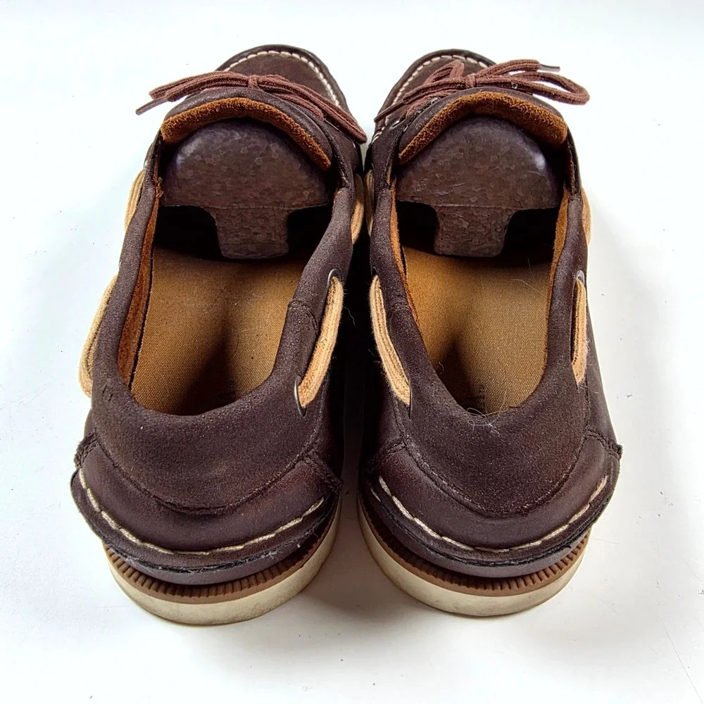Merona Boat Shoes Mens 9.5 Dark Brown Leather Nautical Deck Shoes Classic Loafer